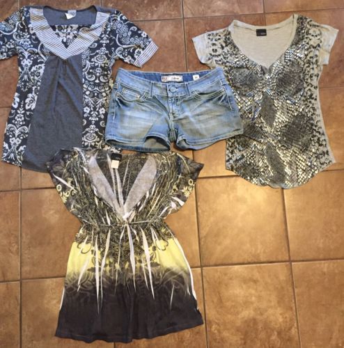 BKE Shorts Sz 26 Sabrina & 3 Daytrip Tops Sz M Super Cute?? Buckle Lot