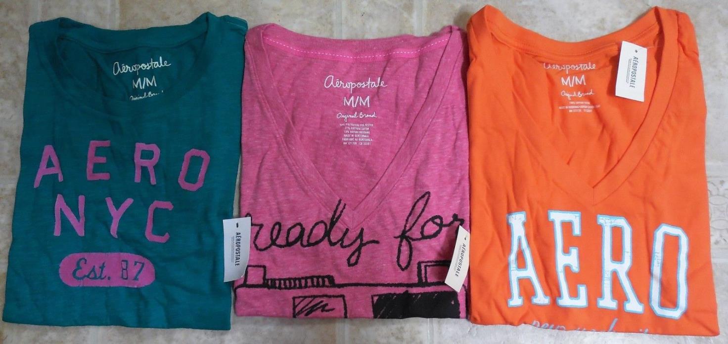 AEROPOSTALE 3Pcs Lot Womens Shirt Medium M Teal Pink Orange New NWT US$56.50