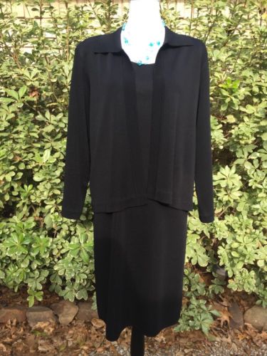 Exclusively Misook Womens Black Sleeveless Dress W/ Jacket Set Sz Medium
