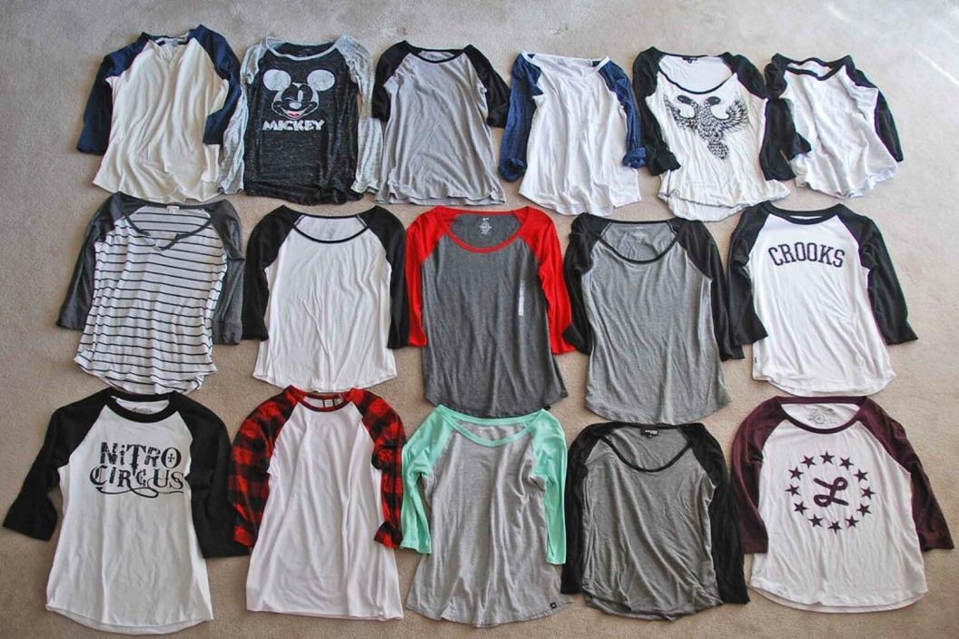 Lot of 16 Baseball Shirts Women's Small & Medium