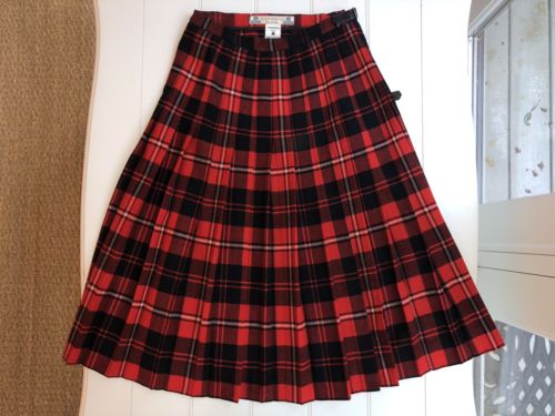 Scottish Kinloch Anderson Red Plaid Plaid Kilt Skirt Cape Made in Scotland Sz 12