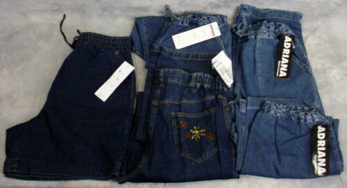 LOT OF 5--WOMEN'S SIZE MEDIUM ELASTIC WAIST JEANS-CAPRI'S-SHORTS-CROP PANT*NWT**