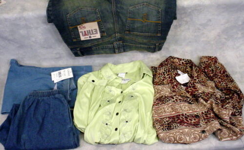 MIXED LOT OF 5-WOMEN'S SIZE 16- L/S SHIRTS-BLOUSE-JEANS-CAPRI'S-NEW WITH TAGS