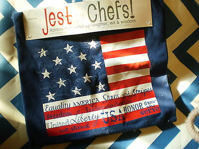 NEW PATRIOTIC Apron  AMERICAN FLAG by  Just for Chefs   Red, white & Blue  NEW