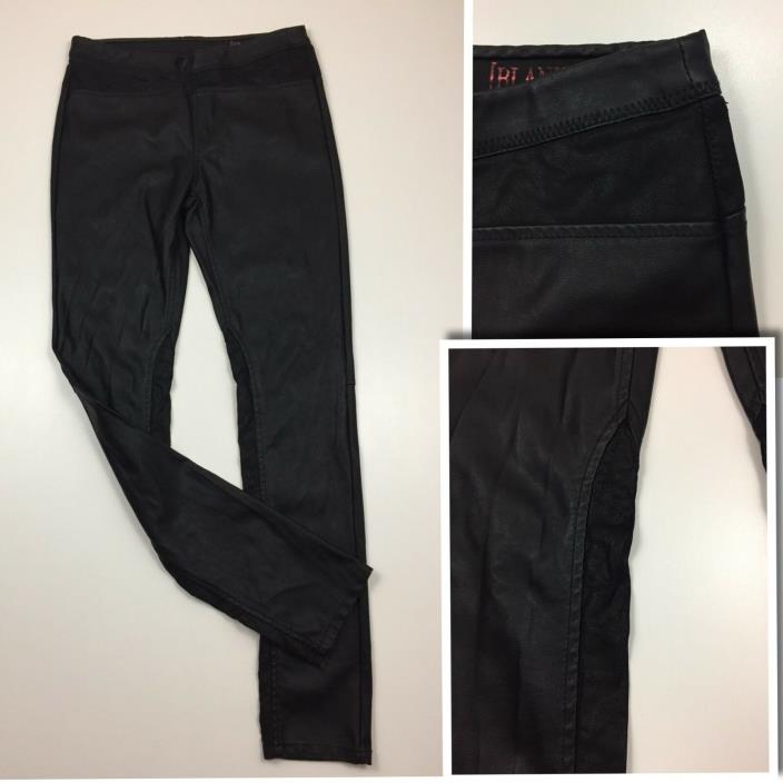 BLANK NYC Womens Sz XS Black Stretch Combo Fabric Faux Leather Pull On Pants