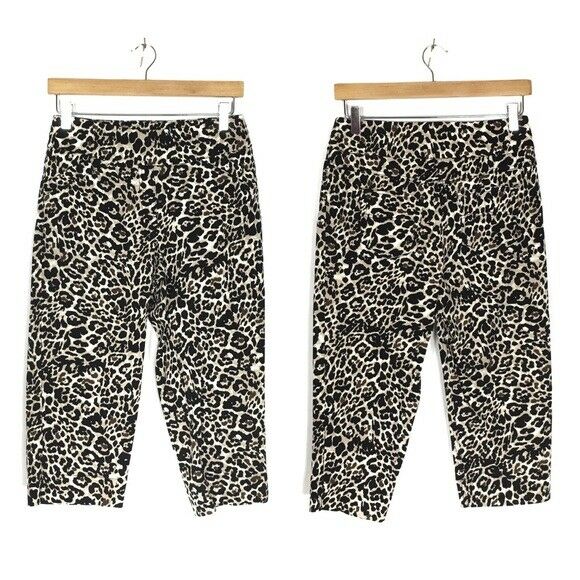 Leopard Print Cropped Capri Pants Size 6 Westbound Cotton Spandex Tummy Control