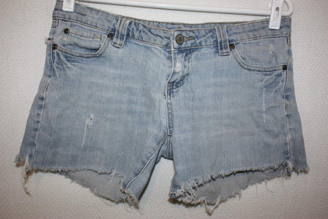 Wet Seal Low Rise Denim Distressed Stretch Cut Off Shorts Size 9 Frayed  (30X4)