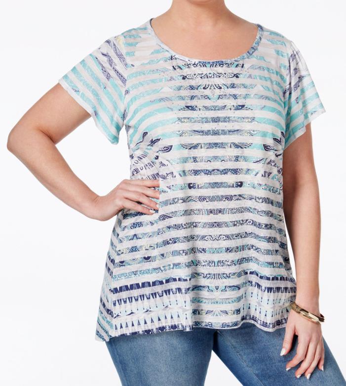 Style & Co. Plus Size Printed Short-Sleeve Tunic Before Evening  Size 1X