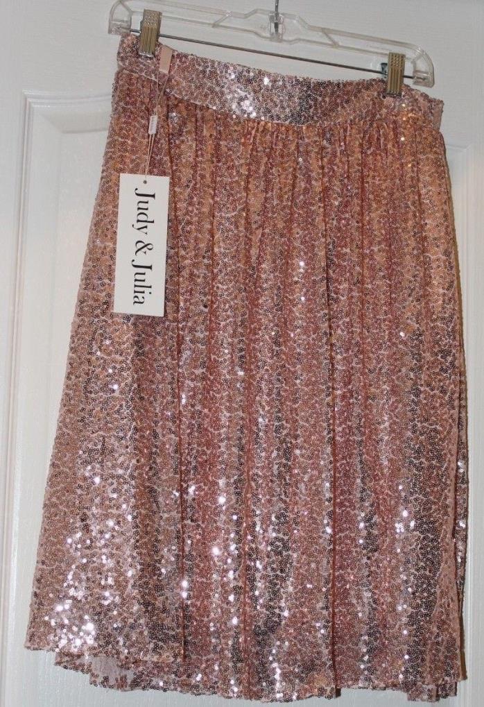 Rose Gold Sequined Skirt Judy & Julia Size Large Brand New Tags Women Zipper