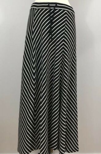 Talbots Black and White Chevron Stripe Drawstring Waist Maxi Skirt Women’s S