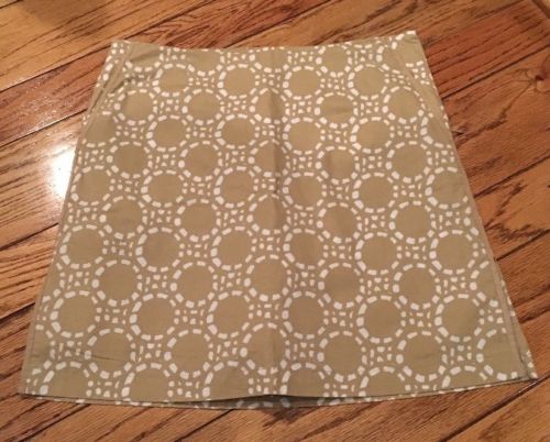 NEW Golftini 8L Tan White Print Golf Skirt Skort Side Zip Pockets Cotton Stretch