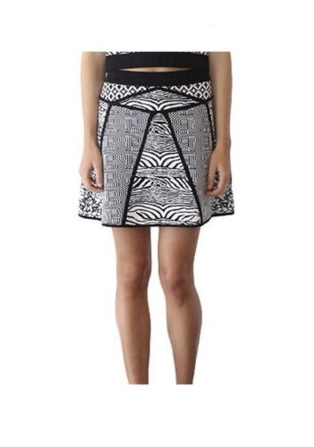 Parker Womens L Geometric Print Knit Flare Skirt