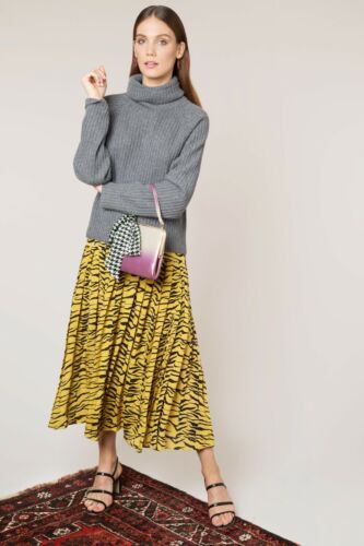 Rixo London Tina Mustard Tiger Skirt