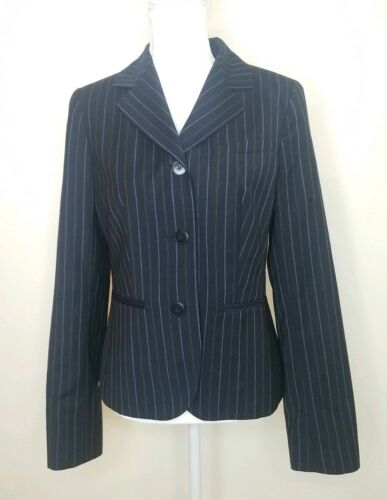 Ann Taylor Loft Womens Navy Blue Pinstripe Blazer Jacket Size 6