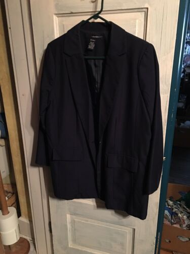 Navy Blue Blazer By Denim 24/7 Nicely Tailored Fully Lined 14W