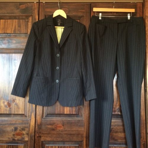 style & co women's black pinstripe Pant suit jacket size 16