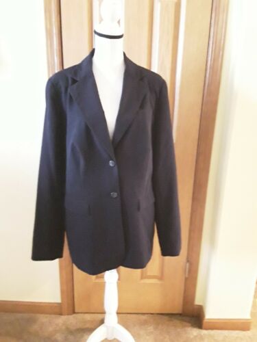 WOMENS 16 TALL JET BLACK BLAZER JACKET ICO LINED BUTTON UP