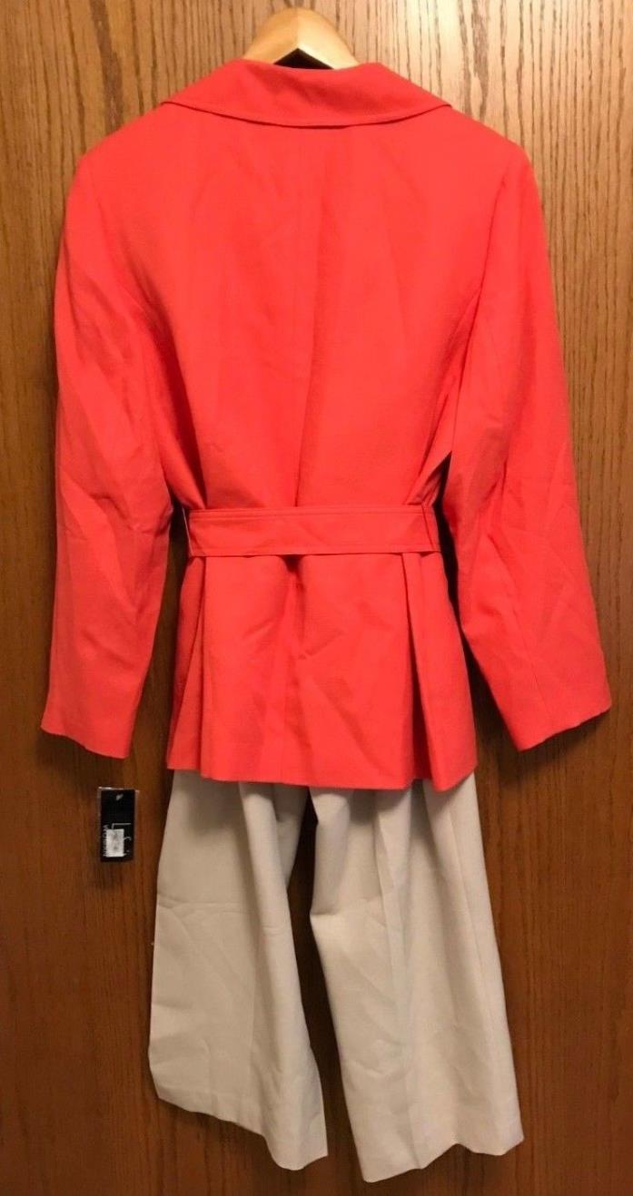 Le Suit Coral/Beige Women's Pant Suit 16W NWT