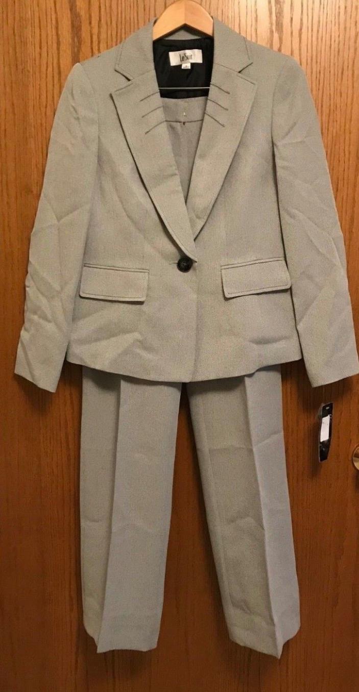 Le Suit Grey Pintucked Collar Women's Pant Suit 16P NWT