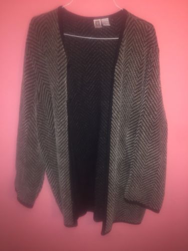 ANNE KLEIN Sweater Jacket Sz M Brown & Black Bolero LS Heavy Wool Knit