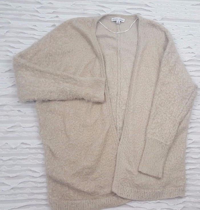 Black Rivet Women's Medium Soft Open Cardigan Fuzzy Sweater Taupe Tan Ivory