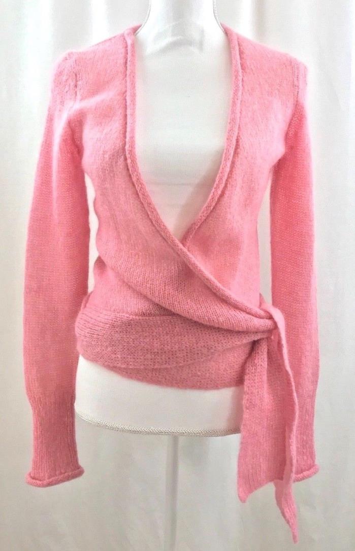 NWT Ann Taylor Loft Sweater Mohair Wool Blend Pink Knit Top V-neck Wrap Size S