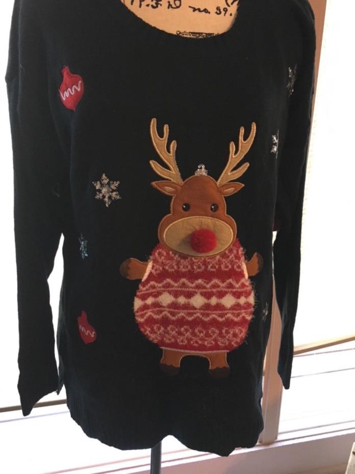 Women’s Holiday Traditions Christmas Ugly Sweater XL Xmas Rudolph Reindeer New