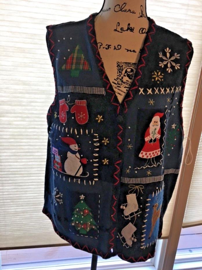 Women’s Holiday Traditions Christmas Ugly Sweater Vest PXL Xmas Santa  027-29