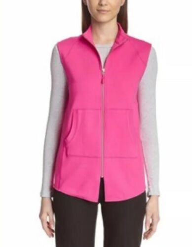 Joan Vass Vest Size Small Women’s Pink Fuchsia Cotton & Lycra Shirttail Vest NWT