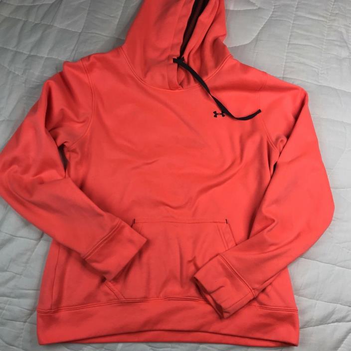Women's UNDER ARMOUR Pullover Size M HOODIE  Semi Fitted /Neon Orange
