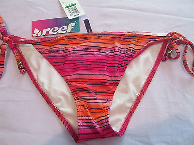 NWTS Ladies REEF multi pinks stripe bikini swim bottoms size Large