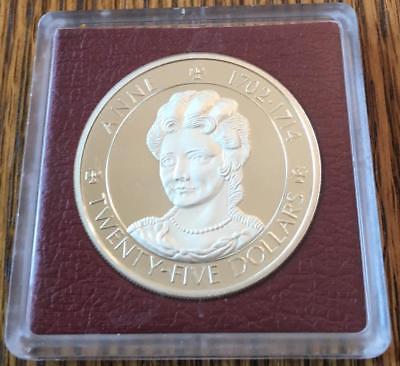 1977 Cayman Islands $25 Silver Elizabeth II & Sovereign Queens of England & Case
