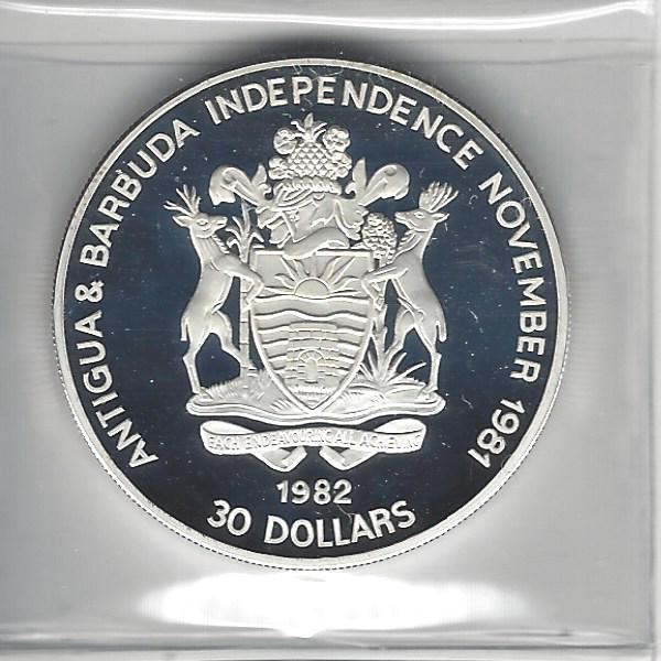 Antigua & Barbuda, 30 Dollars, 1982, Silver Proof, Only 675 minted