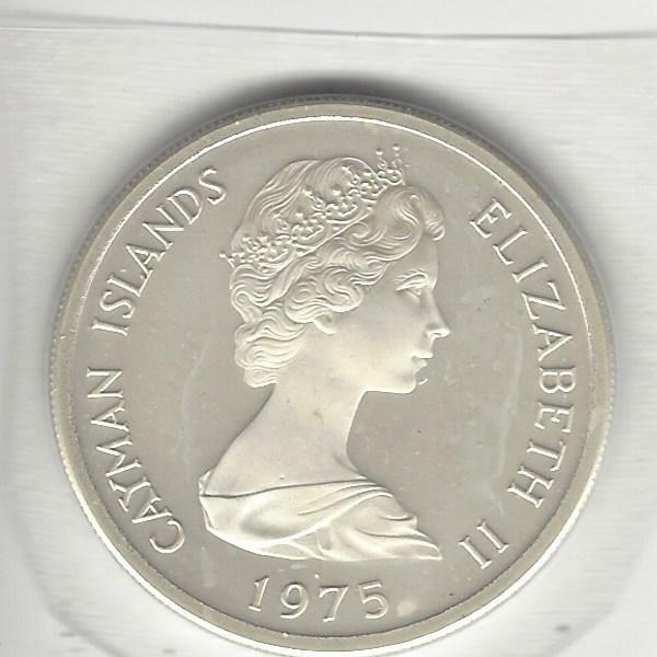 Cayman Islands 1975, 5 Dollars, Silver Proof, C.O.A., Mint Sealed In Cellophane
