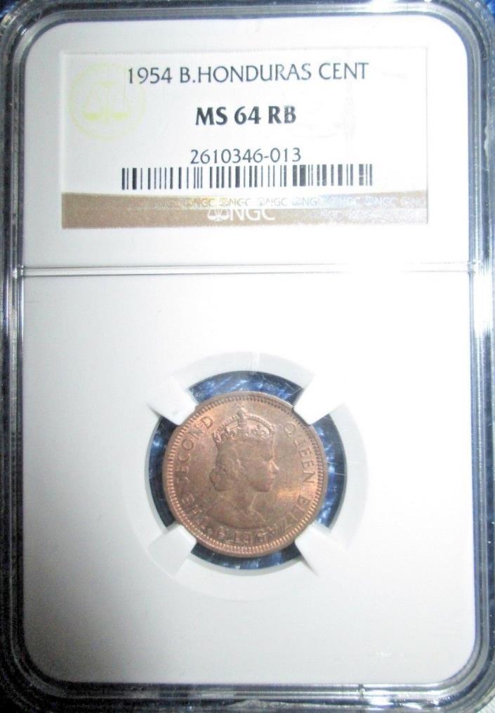 British Honduras 1 Cent Coin Beautiful 1954 NGC MS 64 RB