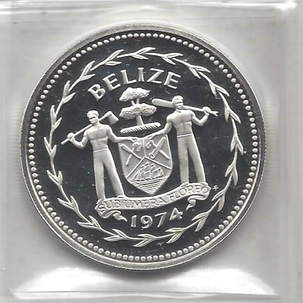 Belize 10 Dollars, 1974, Silver Proof, C.O.A.