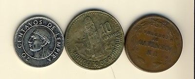 1937/1994 CENRAL AMERICA  1¢ - 20¢ THREE(3) COIN IN NICE CONDITION
