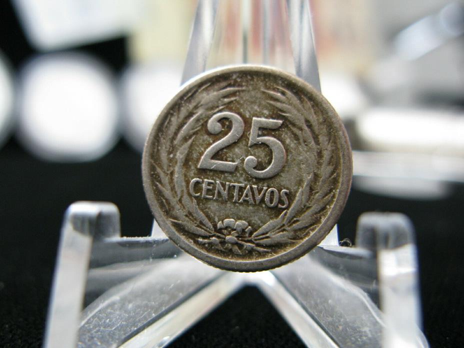 1953 El Salvador 25 Centavos .900 Silver Coin