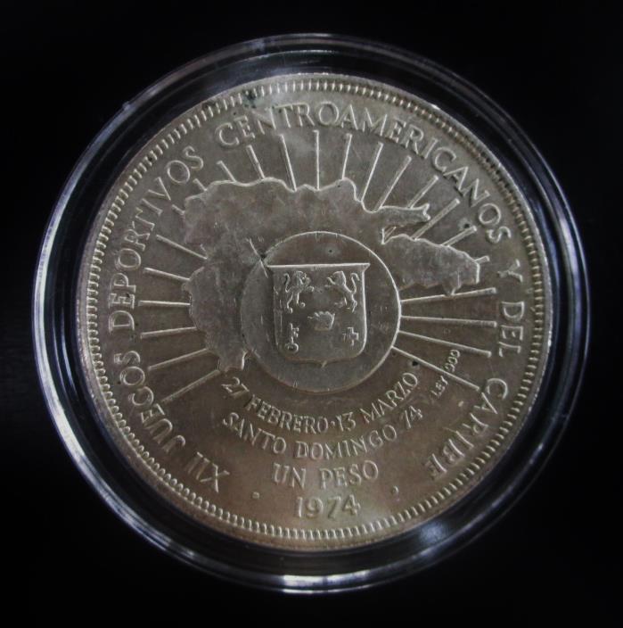 Silver Dominican Republic Peso Central American Games Commemorative KM#35 171104