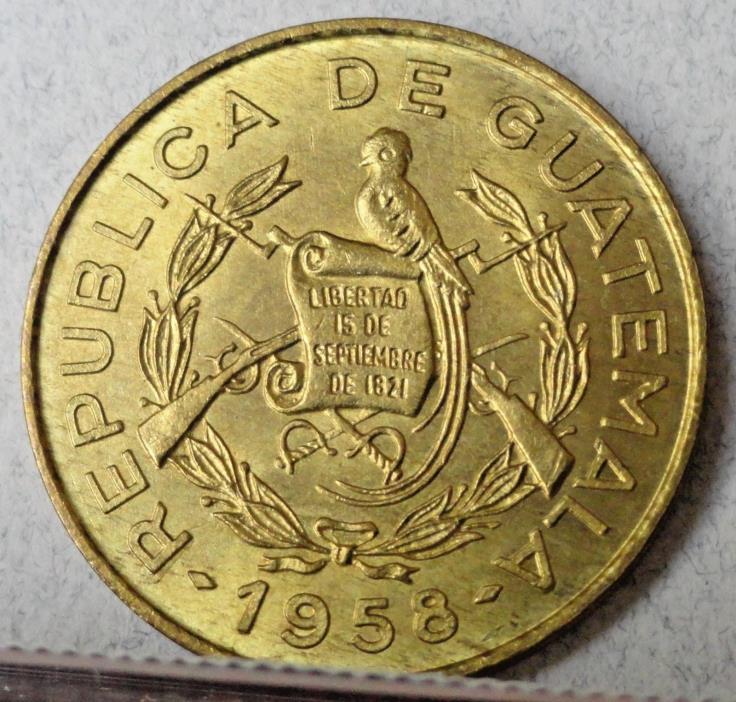 GUATEMALA, 1958, 1 CENTAVO, BRILLIANT UNCIRCULATED