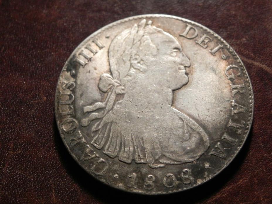 1808 Charles IIII XF Mo FM Mexico 8 Reales Silver Coin Nice Original Tone