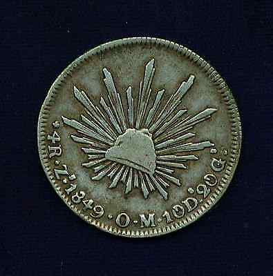 MEXICO REPUBLIC ZACATECAS  1849-ZsOM 4 REALES COIN SILVER COIN, VF/XF