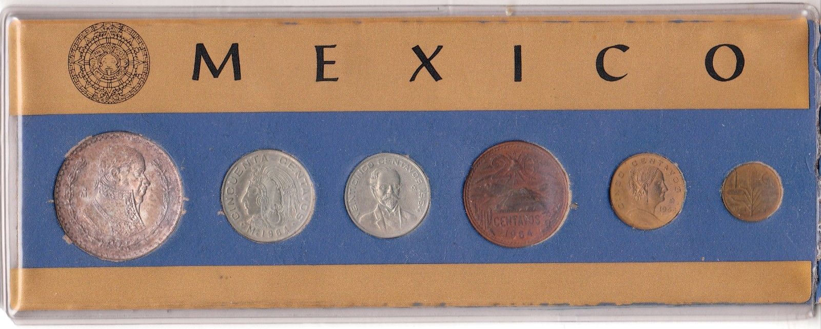 1964 Mexico 6 Coin Mint Set w/Silver Peso