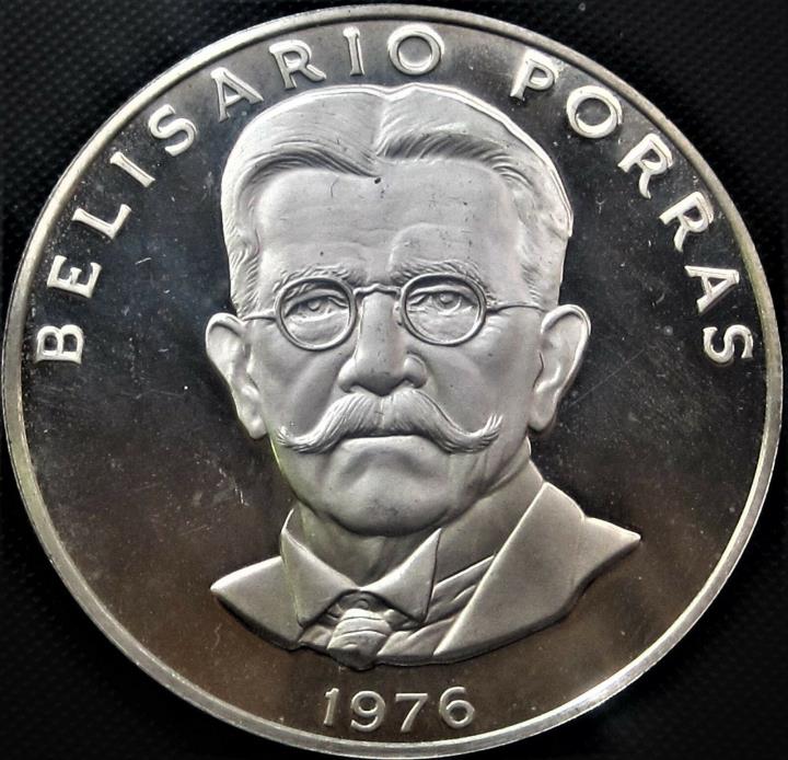 1976 Panama 5 Balboas Proof, KM#40.1a-Sterling Silver Proof Coin