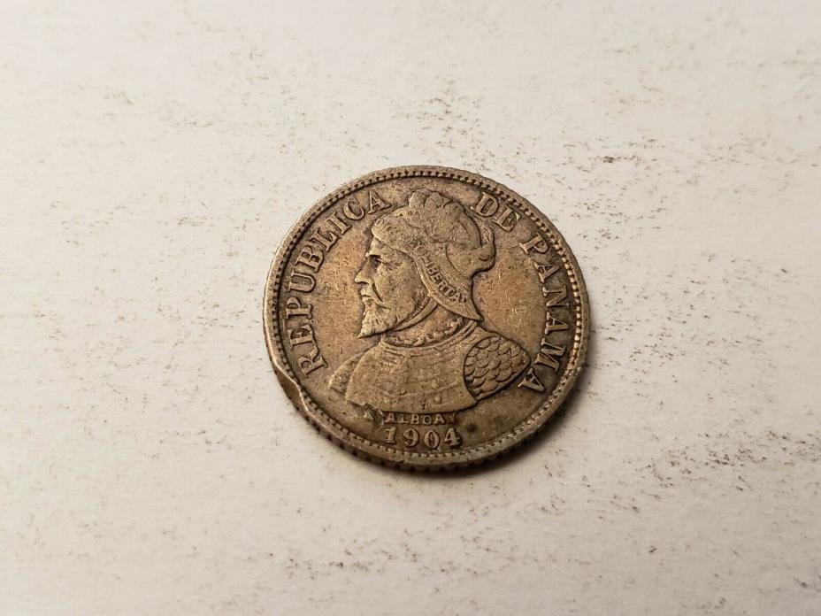 P 1904 Coin, 5 Centesimos of Panama, Republica, Balboa cinco