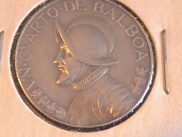 Panama 1966 Un Cuarto Balboa BU Armored Bust Coin