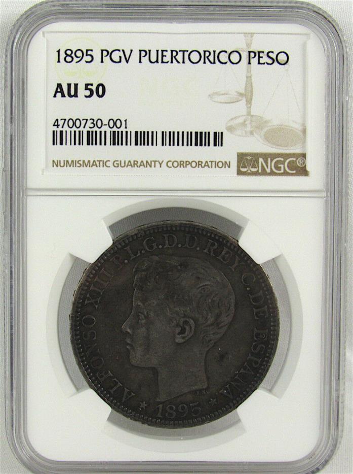 PUERTO RICO 1895 PGV PESO NGC AU50