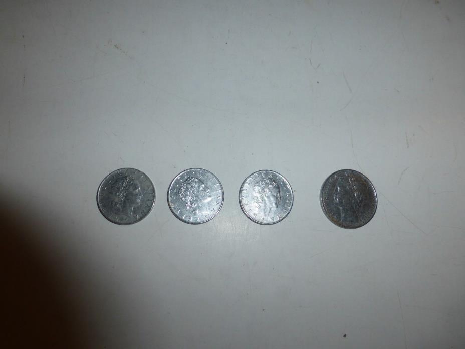 Lot of 3 Italy 50 Lire, Coin, 1965/1977/1978 & 1 Italy 100 Lire Coin 1964  B320