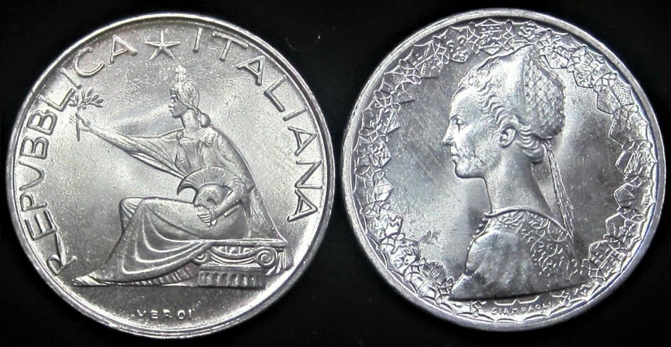 1961 Italy 500 Lires, KM#98 , KM#99 - 2-UNC Silver Coin