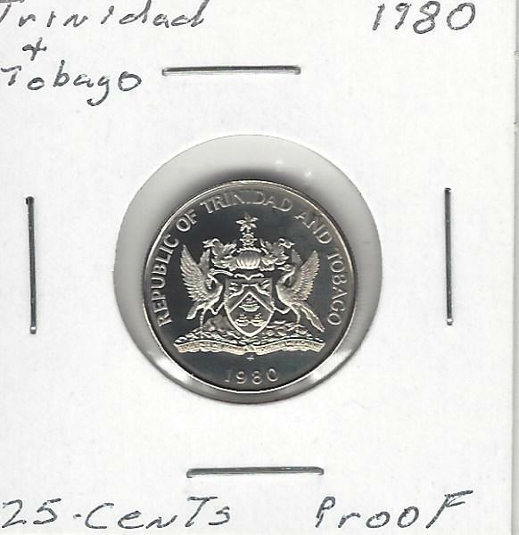 Trinidad & Tobago 25 Cents, 1980, Proof